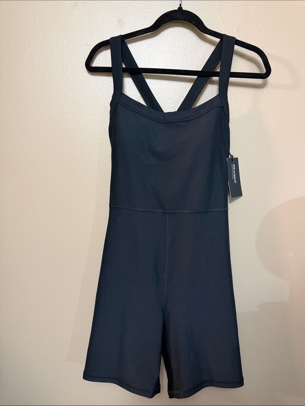 NWT Abercrombie & Fitch YPB Black One-Piece Active Romper with Crisscross Straps
